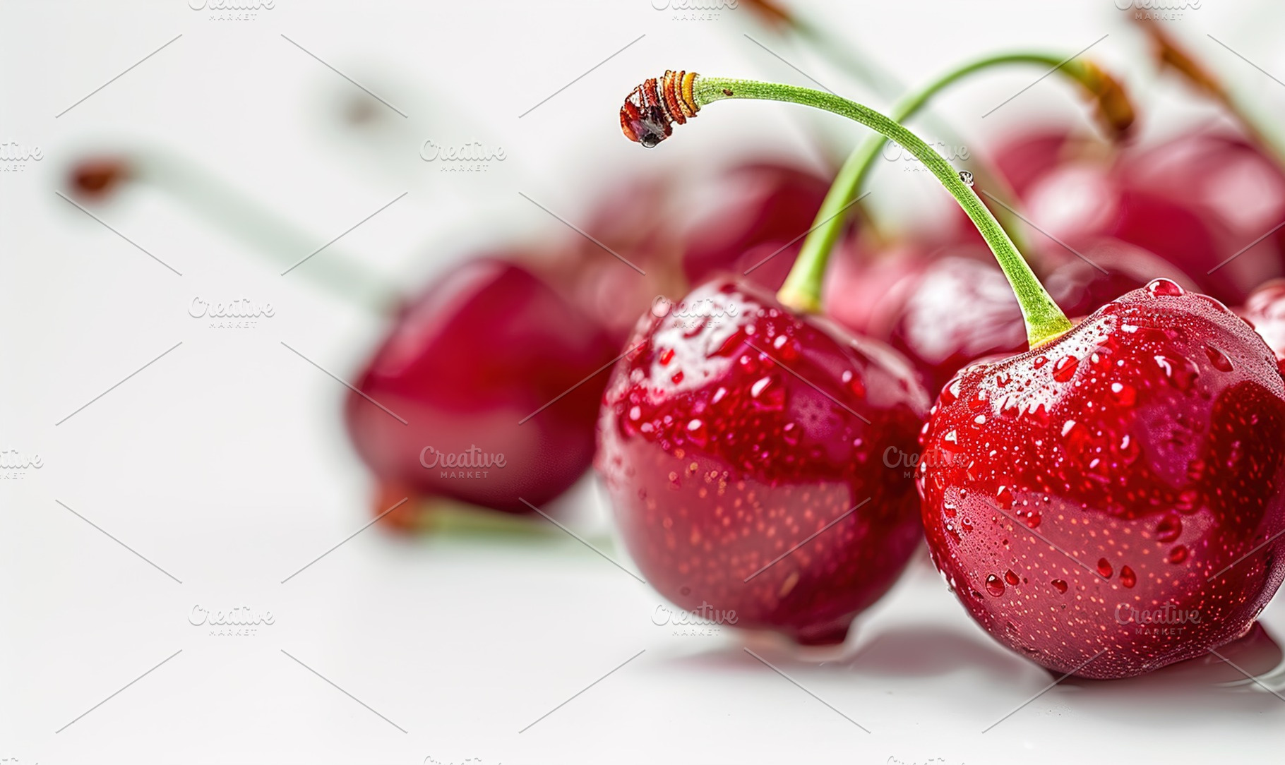 Fresh red cherry fruit plants on a w, a Background Photo by Maylianaw28