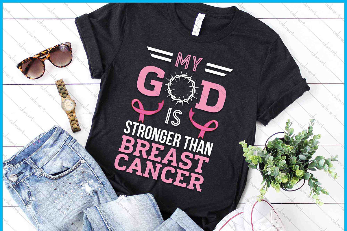 Awareness God Stronger Cancer SVG, an Object Graphic by Creativeusart (Photo 1 of 4)