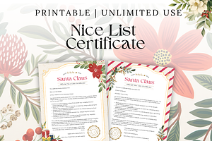Nice List Certificate Templates