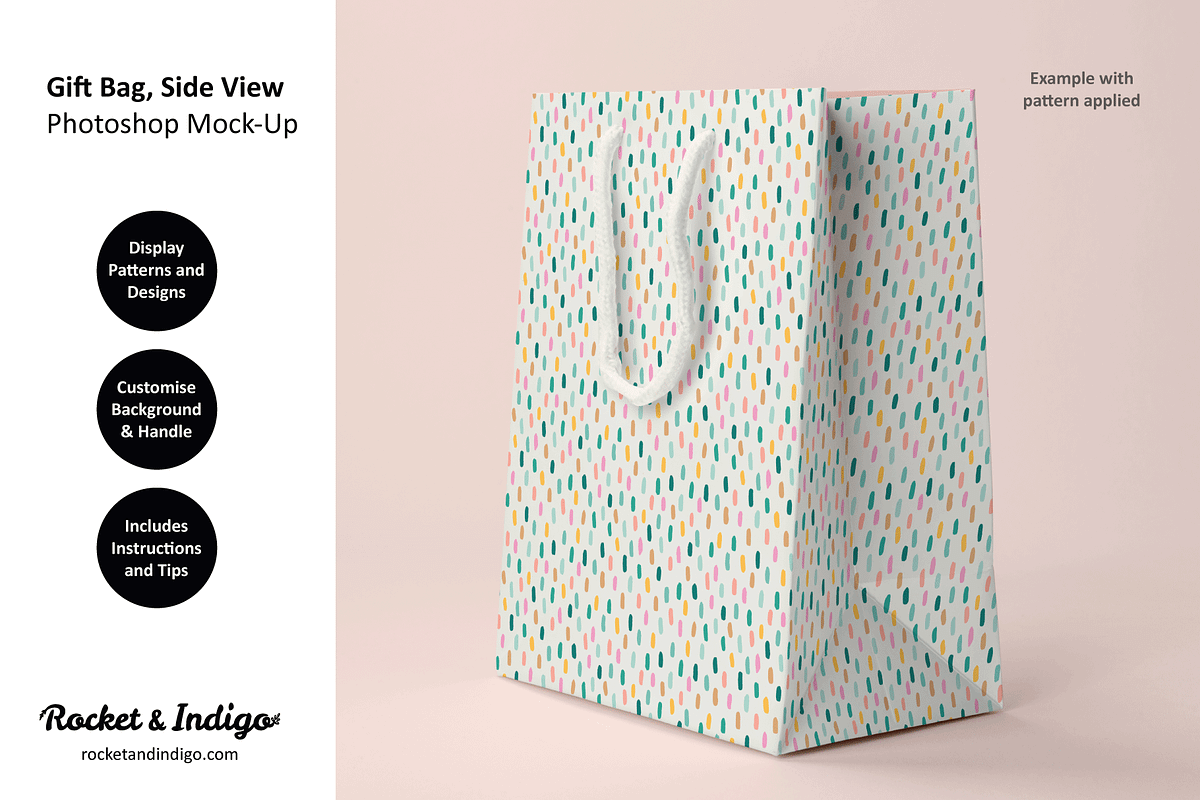 Gift Bag Side Photoshop Mock-Up, a Product Mockup by Rocket & Indigo (Photo 2 of 4)