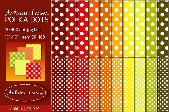 Autumn Leaves Polka Dot digital pape preview 2