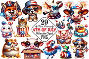 4th Of July Cute Funny Animals PNG, an Animal Illustration by RobertsArt (Thumbnail 1 of 7)