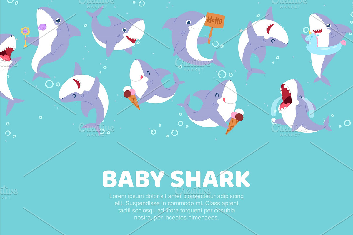 Inscription baby shark, cute banner, an Animal Illustration by RocketArt