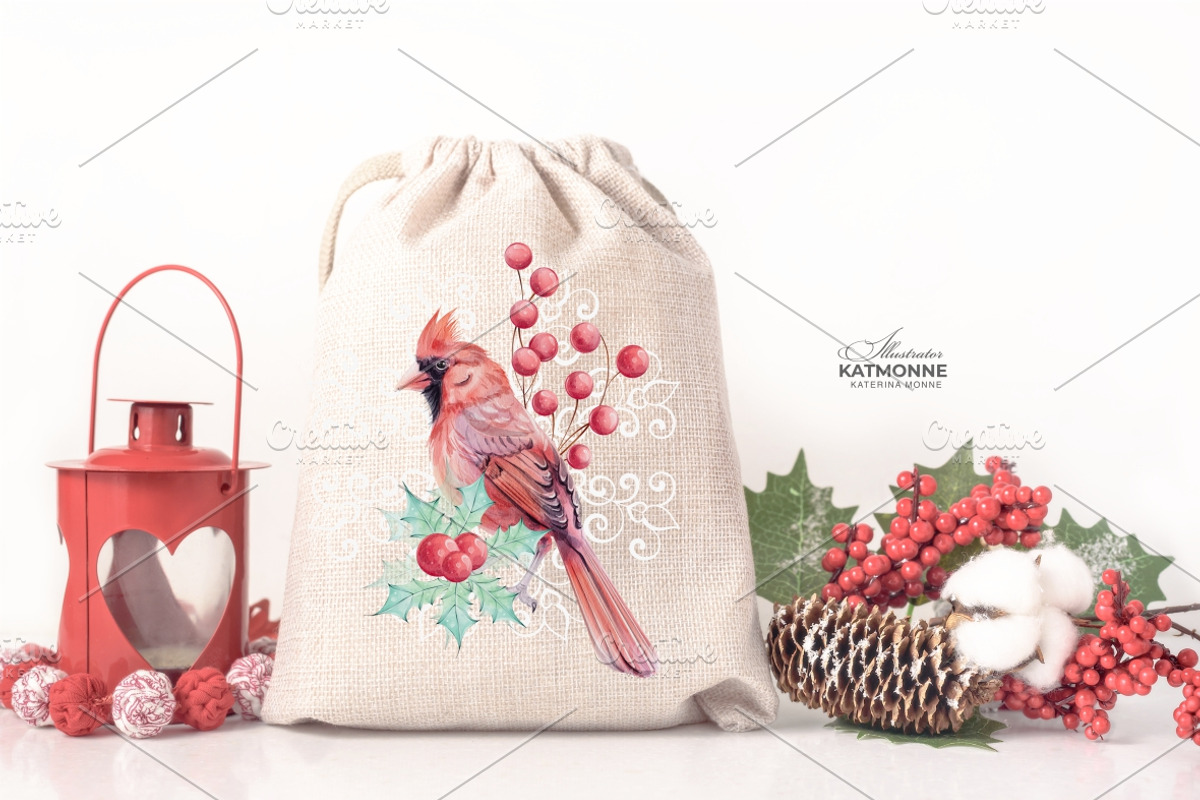 Watercolor Romantic Christmas, a Seasonal Illustration by katmonne (Photo 9 of 16)
