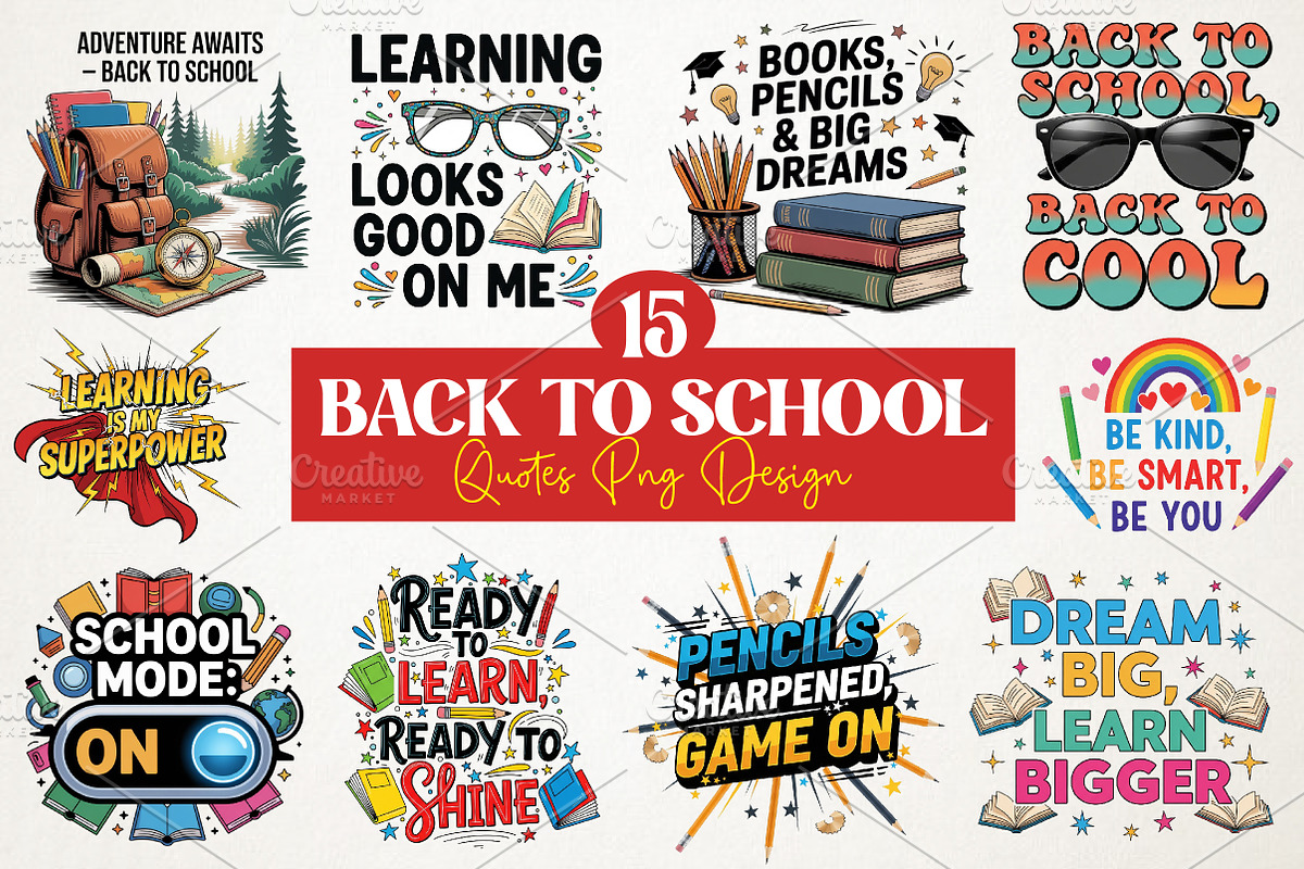 Back to School Quotes Design PNG, an Illustration by RobertsArt