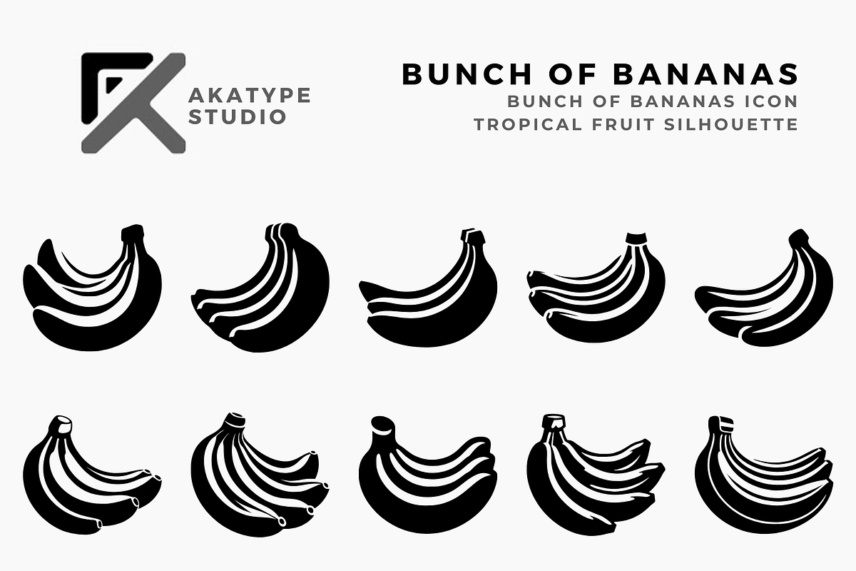 Bunch of Bananas Icon Vector, a Solid Icon by Akatype Studio (Photo 1 of 3)