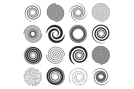 Spiral swirl icons, circle lines, an Illustration by Vector Tradition