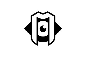Letter M Eye Lens Logo