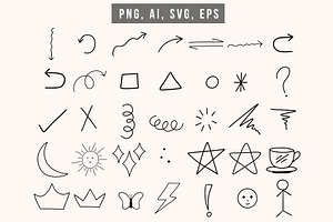 65 Hand Drawn Vector Elements