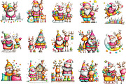 Christmas Santa & Reindeer Clipart, an Illustration by Designking (Thumbnail 2 of 5)