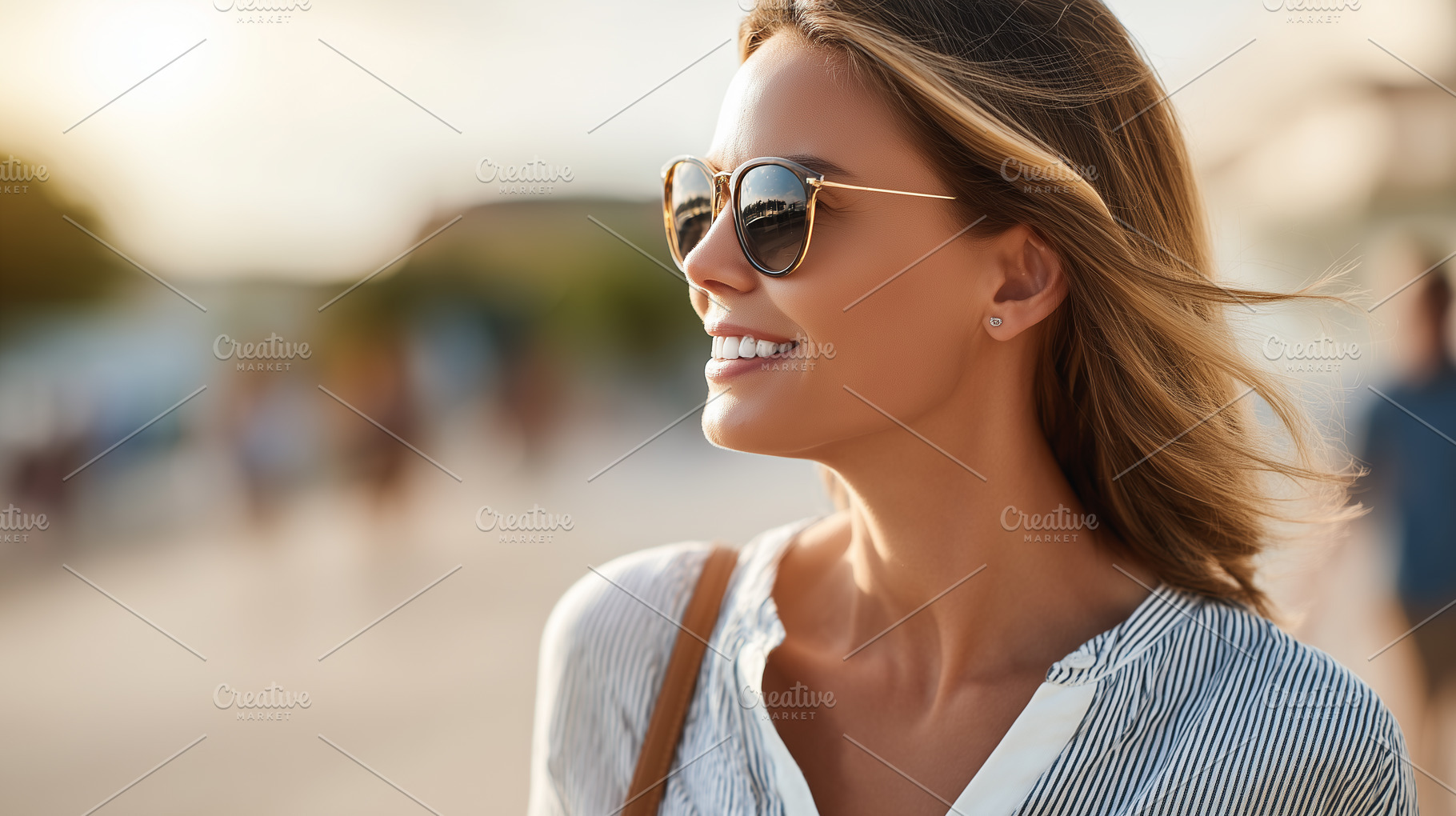 Smiling woman in sunglasses enjoying, a Person Photo by MistyDay