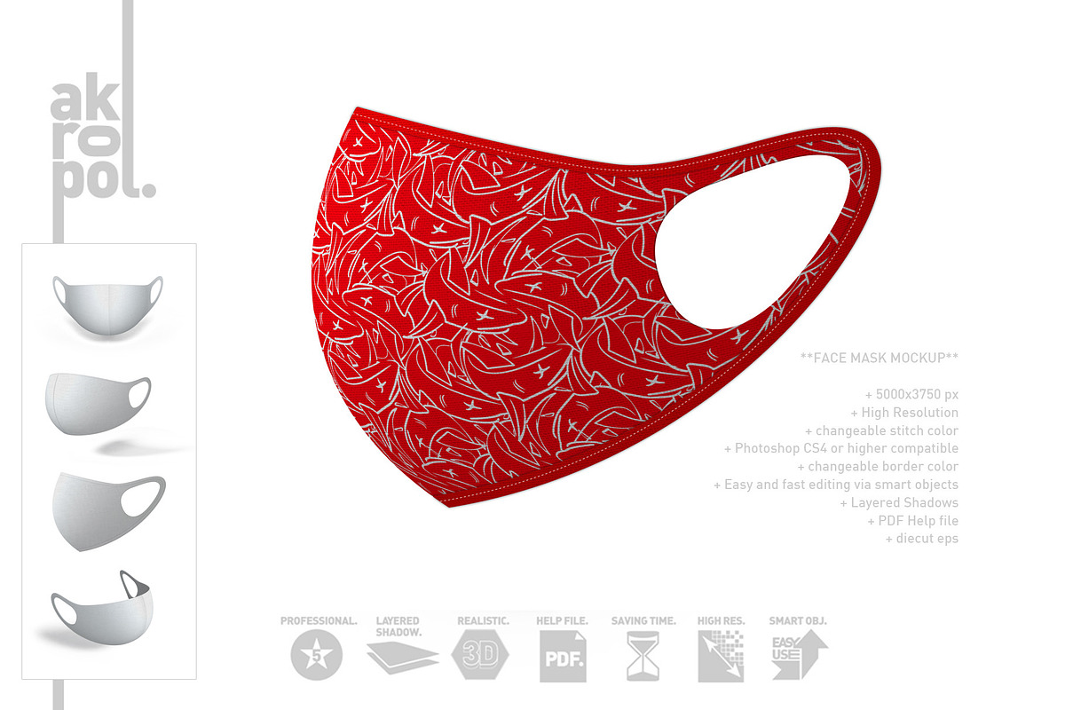 Face Mask Mockup, a Mask Mockup by akropol (Photo 10 of 12)
