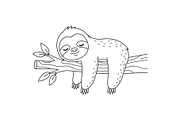Cute Sloth Line Art Bundle, an Illustration by musafir_fashion (Thumbnail 28 of 51)