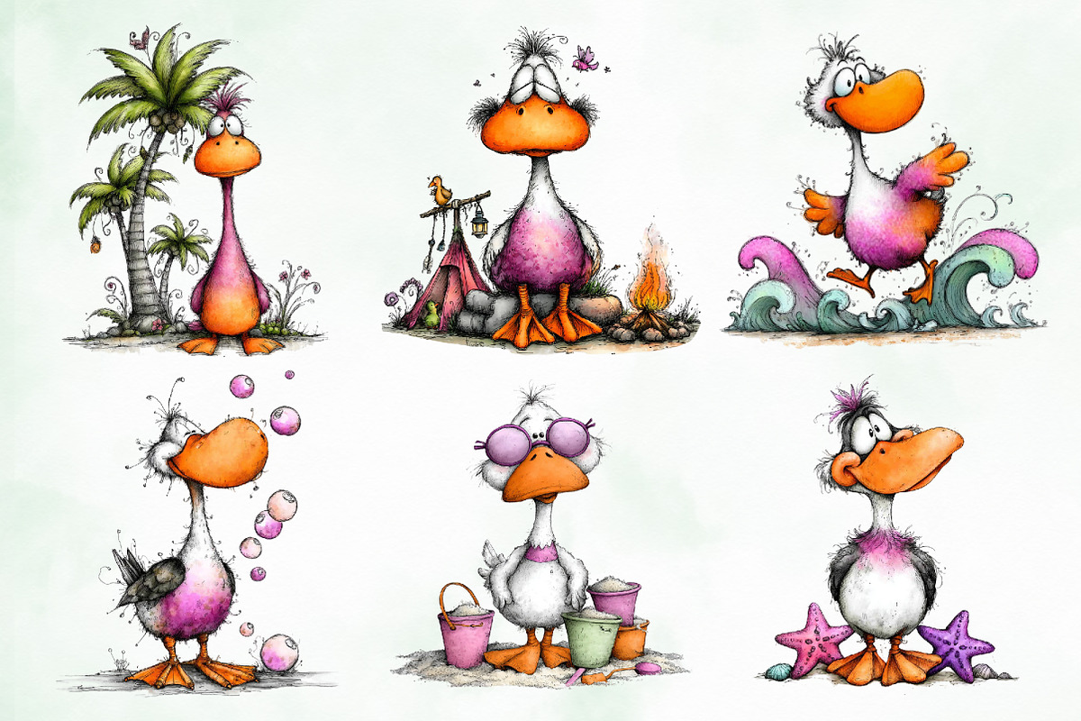Whimsical Summer Goose Clipart, an Animal Illustration by Creative Art (Photo 4 of 8)