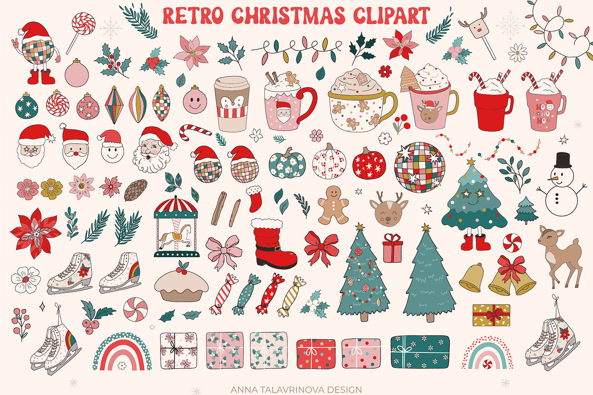 Retro Groovy Christmas, an Illustration by Cozy pattern shop (Photo 8 of 12)