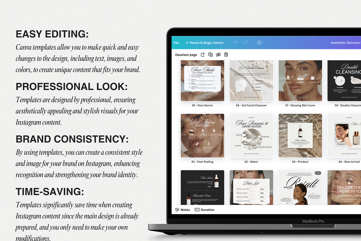 Skincare CANVA Beauty Templates, a Social Media Template by Xenié Creative