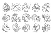 Autumn Turkey Doodle Line Art, a Seasonal Illustration by DENIDigitalArtSudio (Thumbnail 4 of 8)