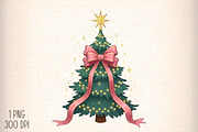 Coquette Pink Bow Christmas Tree PNG, an Illustration by Daily.Designs (Thumbnail 1 of 5)