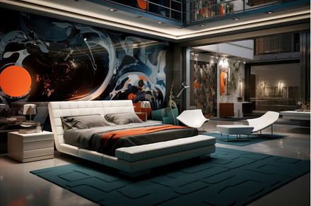 Sleek Modern concept room. Generate, an Arts & Entertainment Photo by Ylivdesign