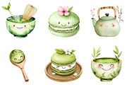 Cute Kawaii chibi matcha clipart, a Seasonal Illustration by Designking (Thumbnail 5 of 5)