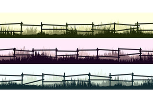 Meadow silhouettes with grass and, an Object Illustration by 32pixels
