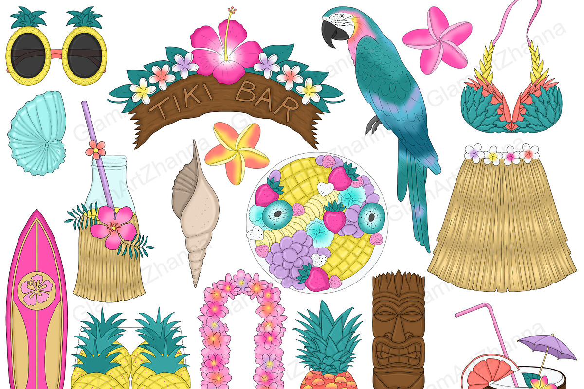Aloha Clipart PNG | Summer Stickers, an Object Illustration by GlamArtZhanna (Photo 2 of 3)