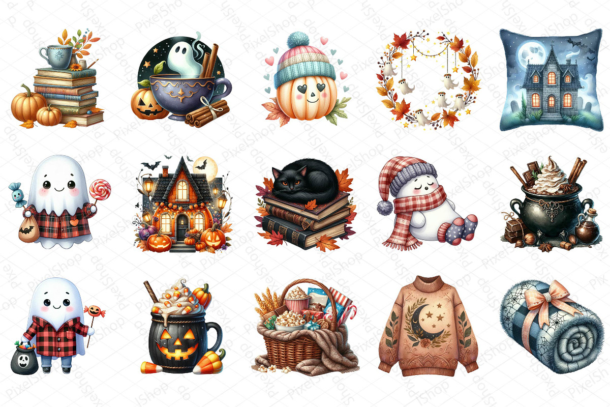 Cozy Halloween Sublimation Clipart, an Illustration by DreamPrint404 (Photo 2 of 4)