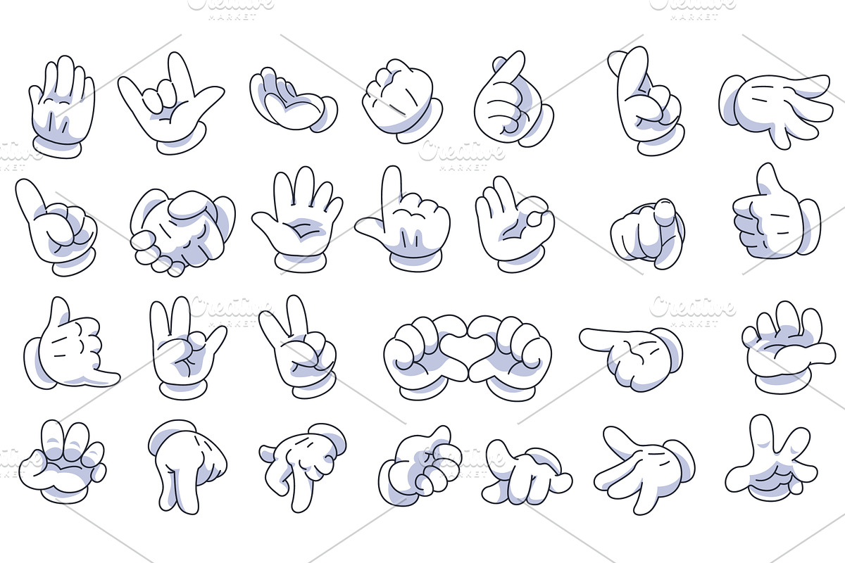 Retro mascot hands. White gloves, an Illustration by Stock-Smart-Start