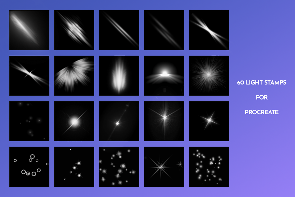 Procreate  Light stamp brushes, a Brush Add-On by Julia Right Studio (Photo 4 of 6)