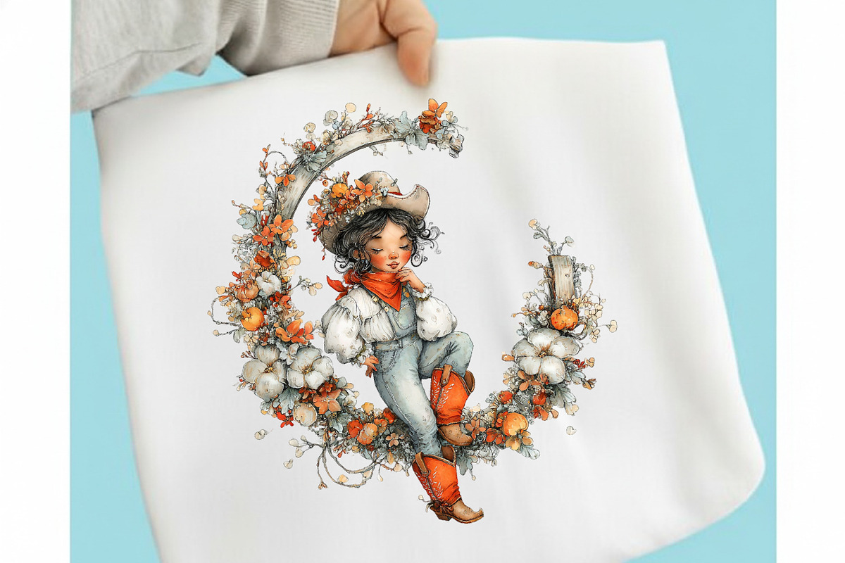 Whimsical Spring Western Girl Clipar, an Illustration by designcity5 (Photo 3 of 5)