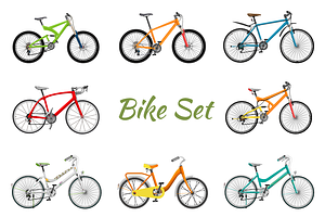 Realistic Bicycles Set