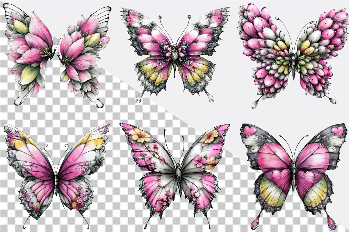 Whimsical Spring Butterfly Clipart B, an Illustration by SVGArt (Photo 6 of 9)