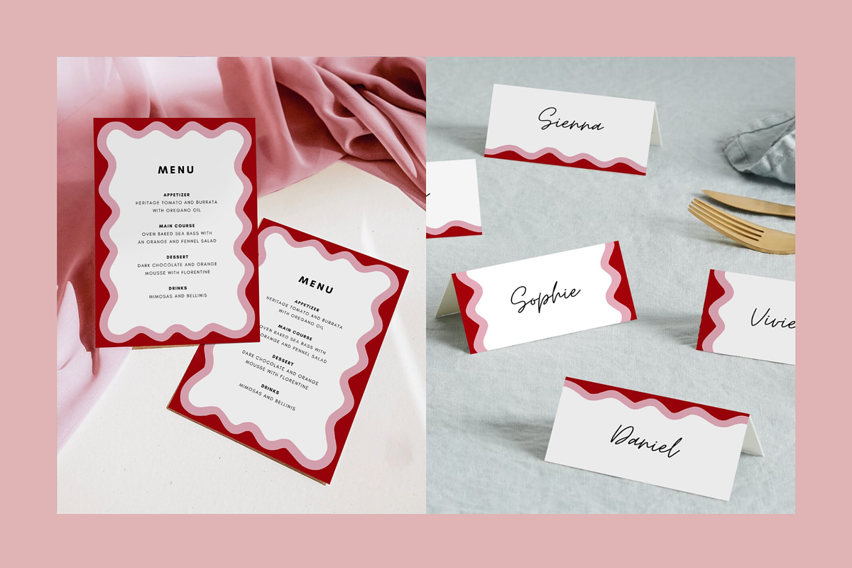 Pink Waves Menu Template, a Stationery Template by ForeverPrint (Photo 2 of 12)