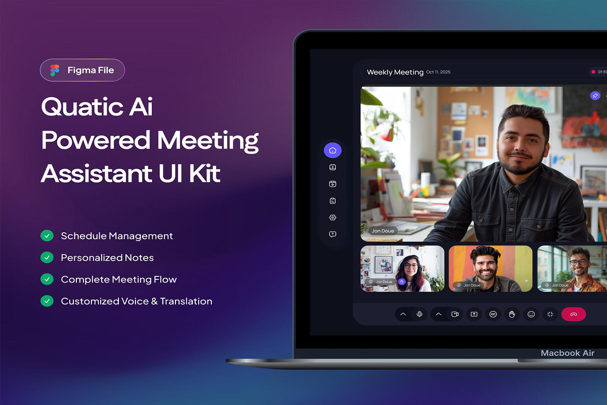 AI-Powered Meeting Assistant UI Kit, an UI Kit Template by Creative Perspective (Photo 1 of 8)
