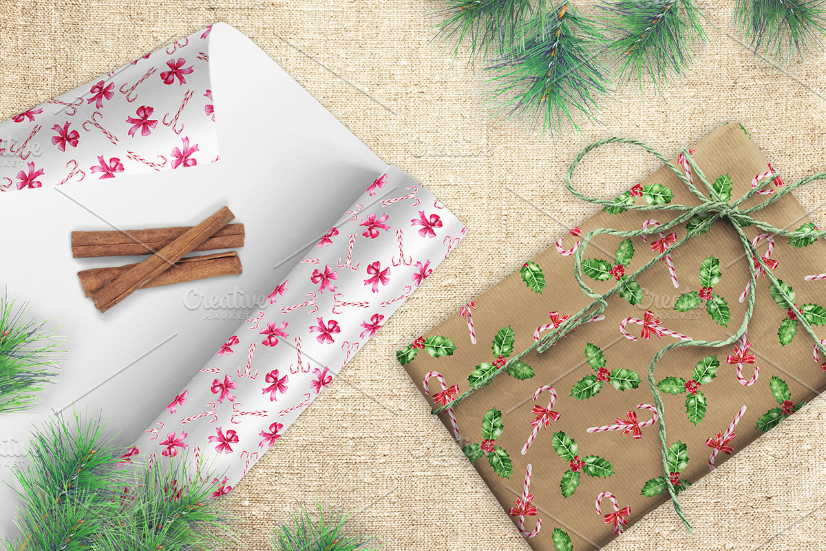 Watercolor Christmas patterns, a Pattern Graphic by AV Design (Photo 2 of 6)