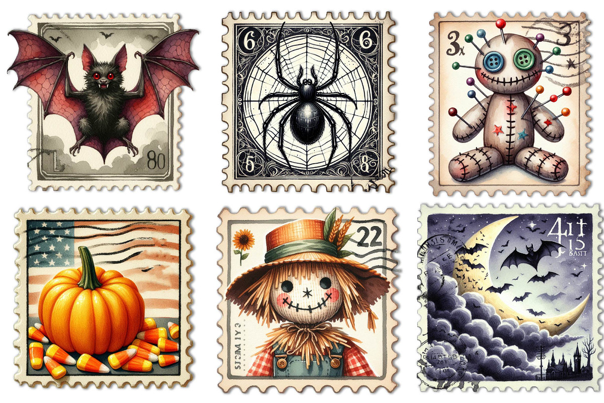 Halloween Postage Stamps Clipart, an Illustration by Dream Creation (Photo 2 of 7)