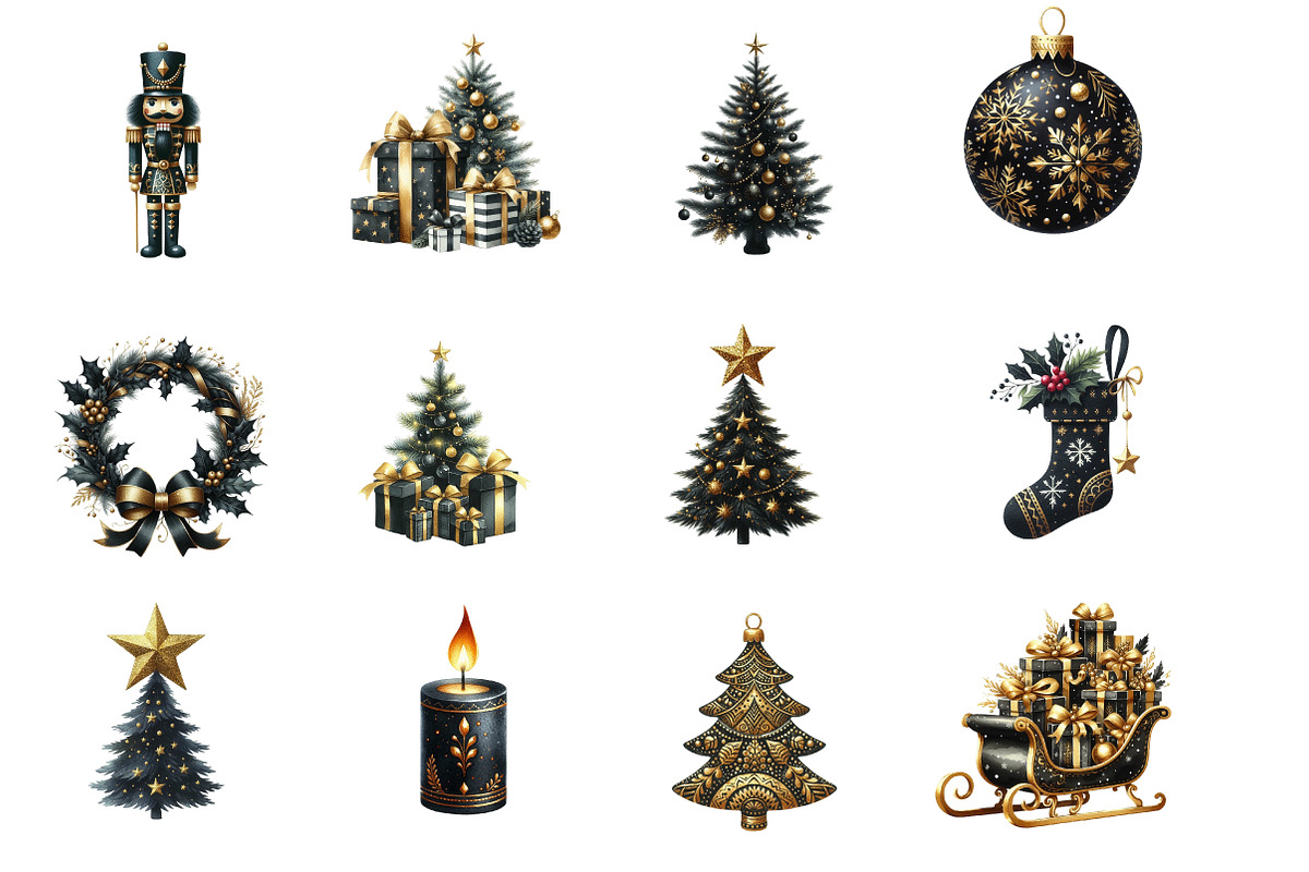 Luxury Black Christmas Clipart, an Illustration by Designworld (Photo 4 of 6)