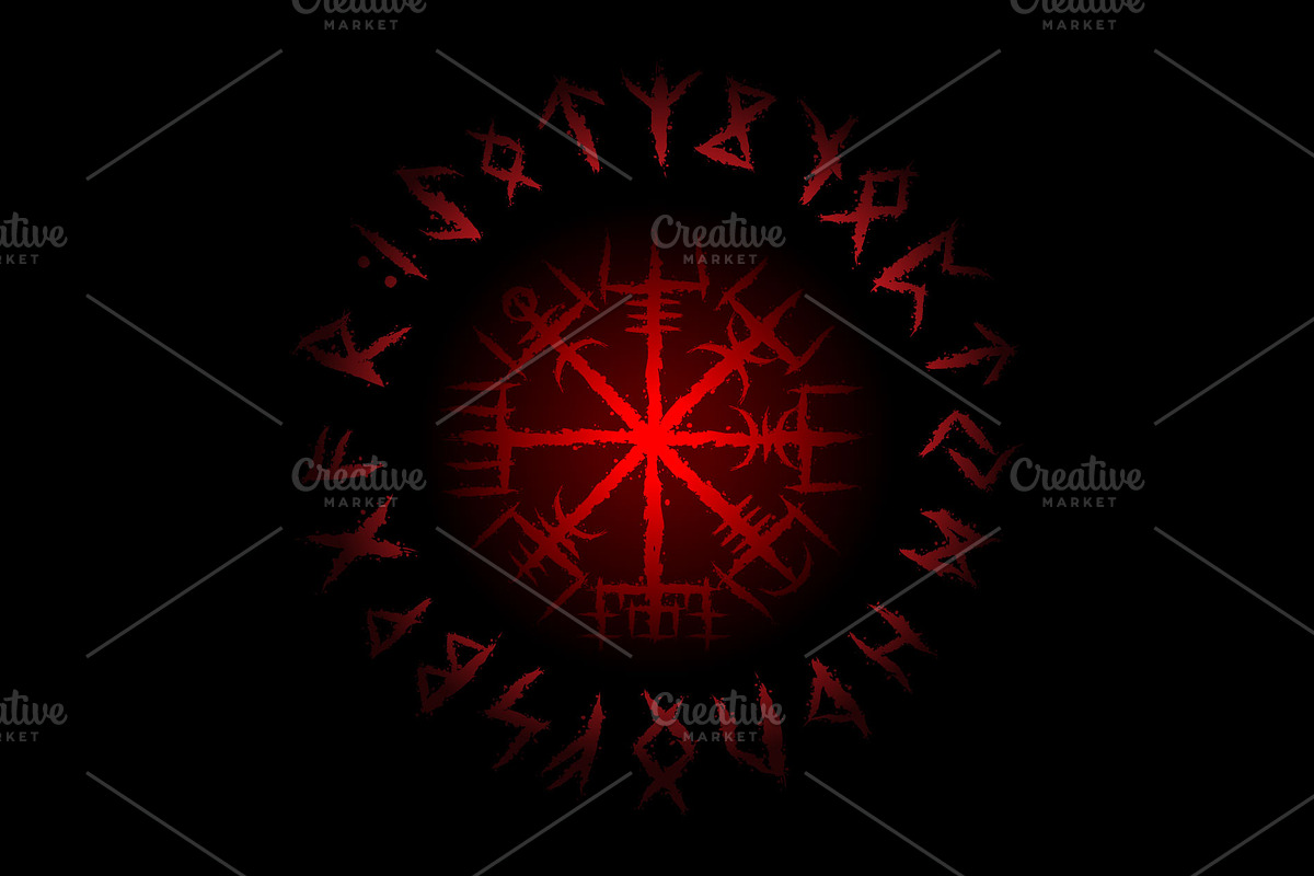 Vegvisir viking symbol with runes, an Illustration by LongQuattroArt