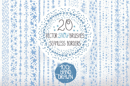 Hand drawn snow borders,brushes