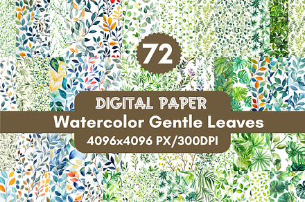 Watercolor  Leaves Digital Paper, a Background Graphic by LA Design