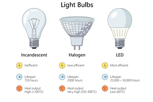 Comparison Chart of Incandescent, an Illustration by AlexArt