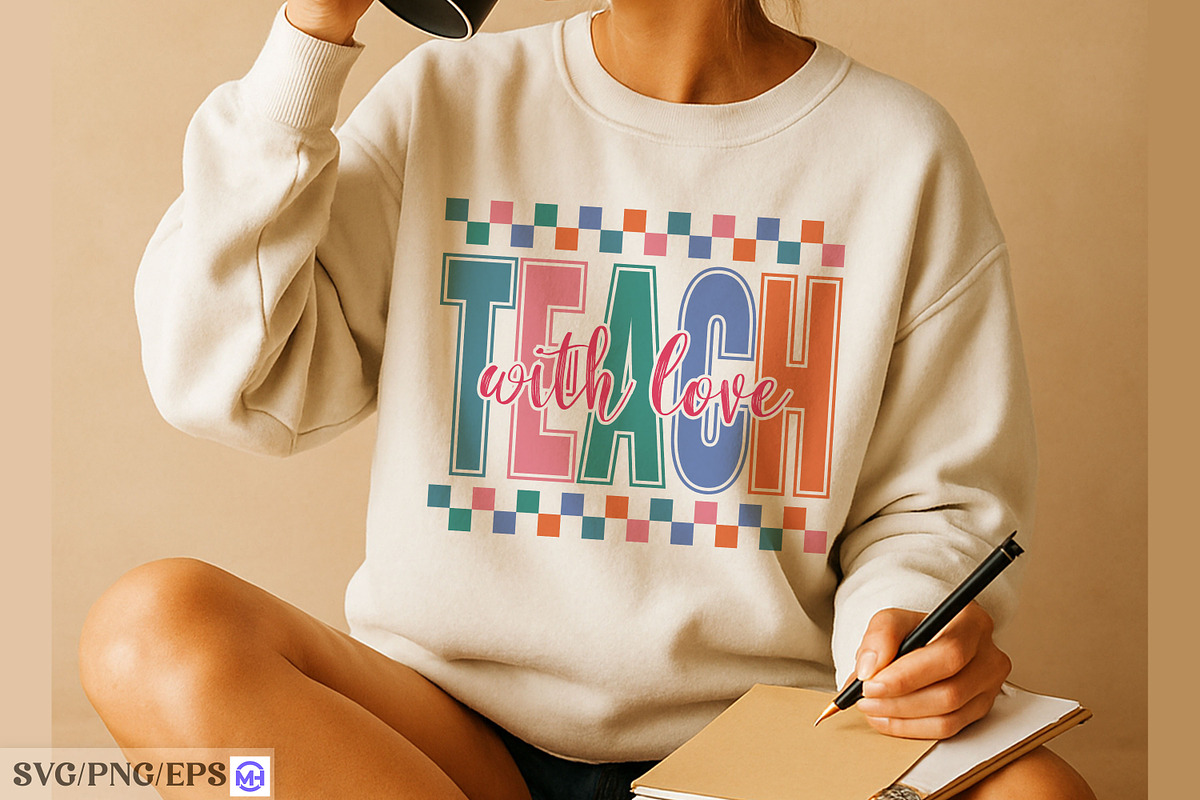 Teach with love typography design, an Object Graphic by mh_arif (Photo 4 of 4)