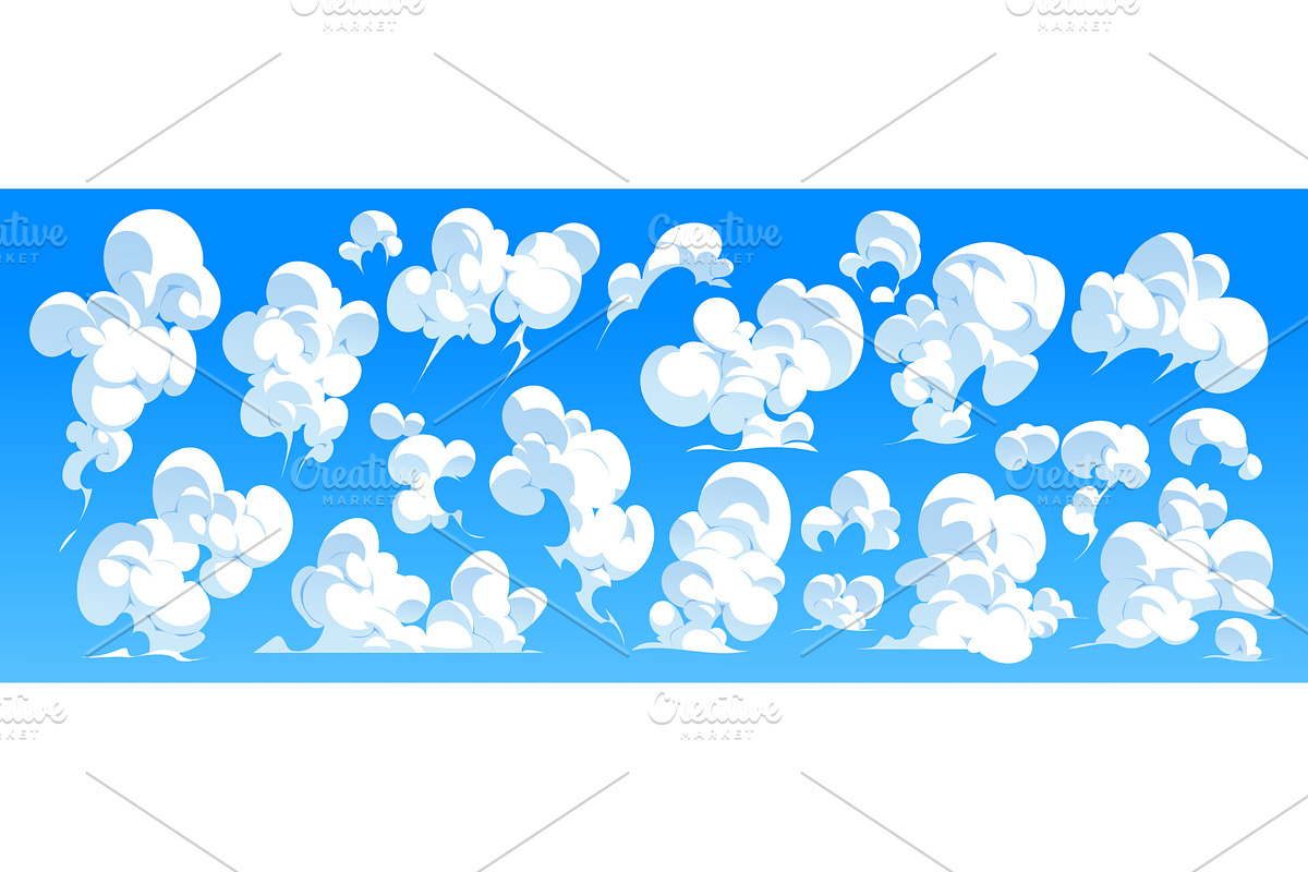 Cartoon anime manga sky clouds, a Decorative Illustration by Vector Tradition