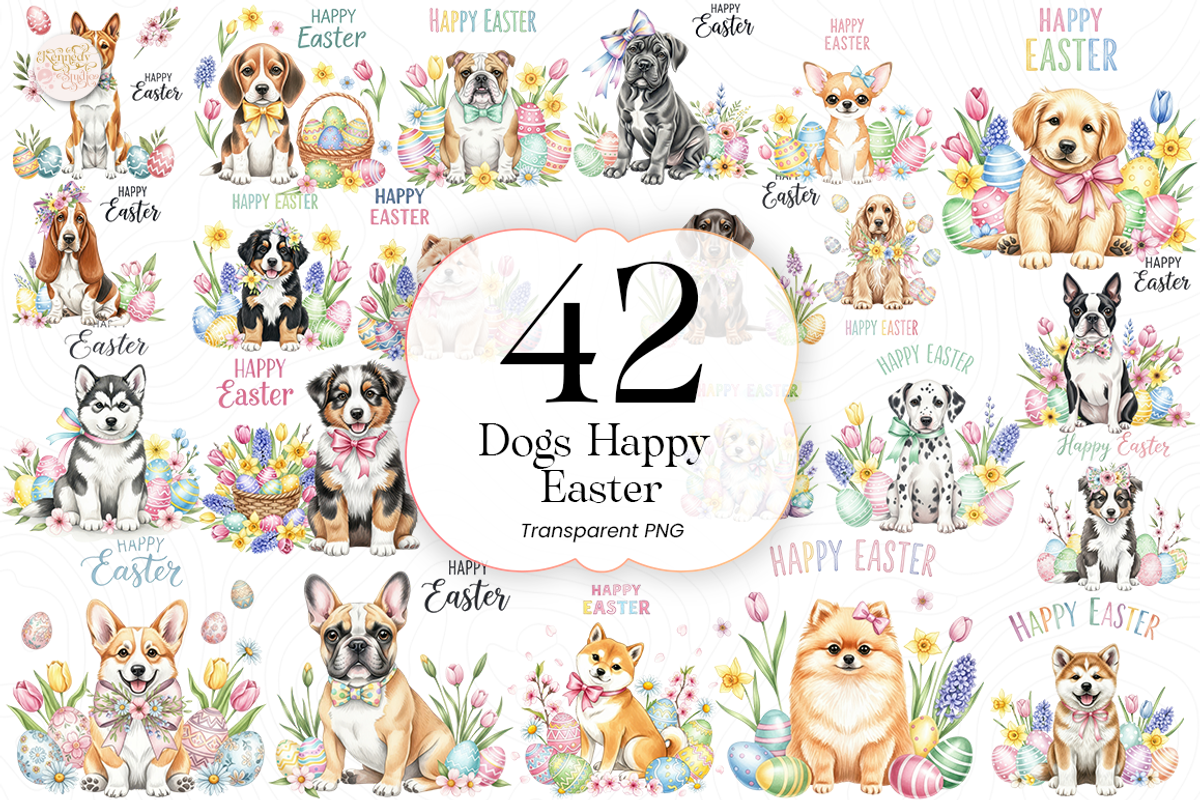 Happy Easter Dog PNG Clipart Cute., an Animal Illustration by KennedyStudio (Photo 1 of 5)