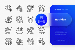 Nutrition Outline Icons, an Outline Icon by cidcud_graphic