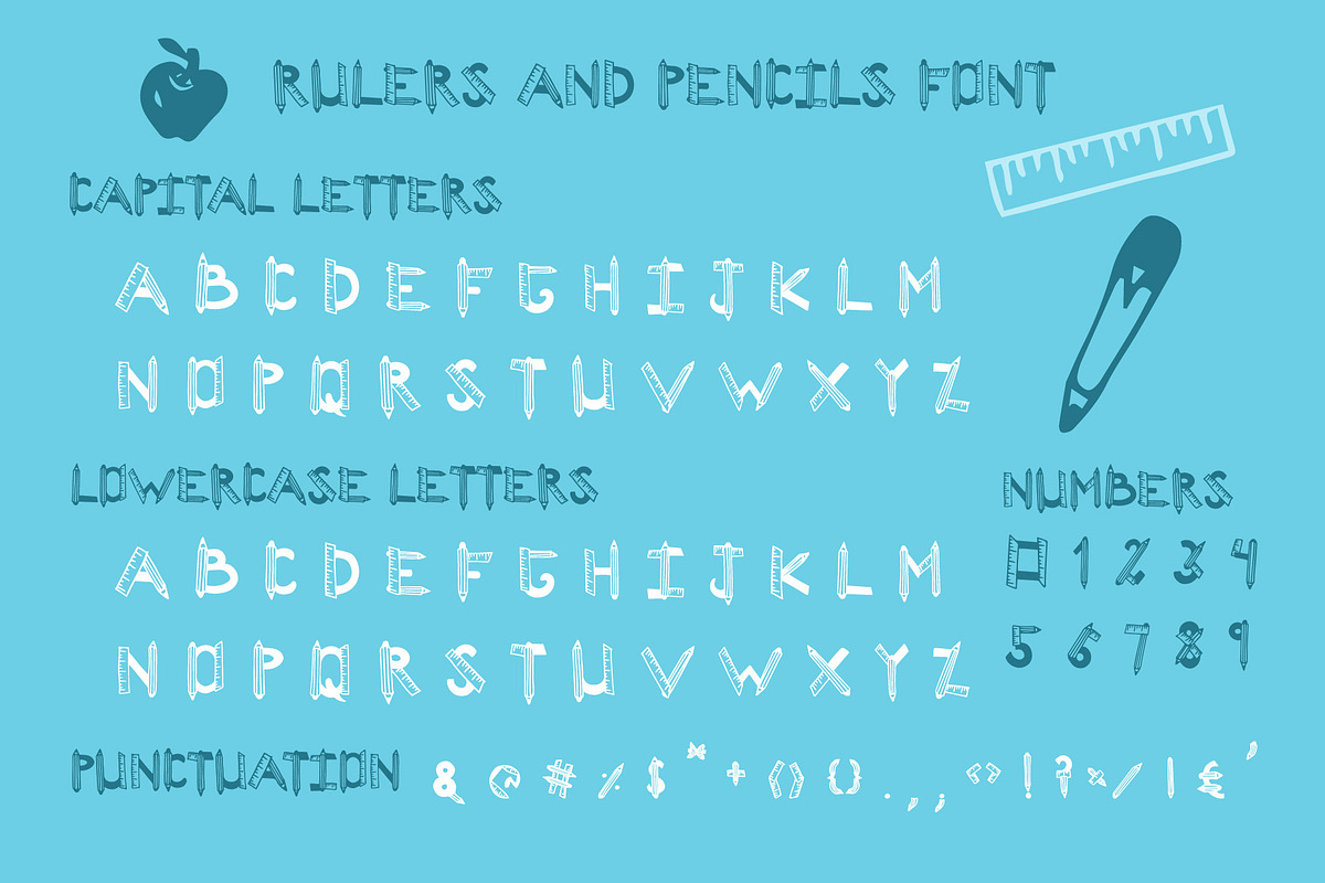 Rulers and Pencils Font, a Font by M.C. Iglesias (Photo 2 of 10)