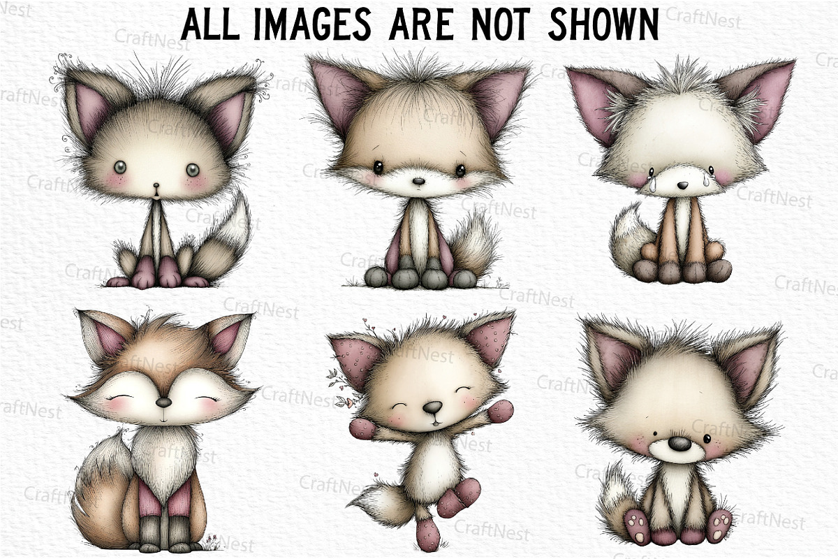 Watercolor Fox with Emotion Clipart, an Illustration by Craft Nest (Photo 3 of 6)