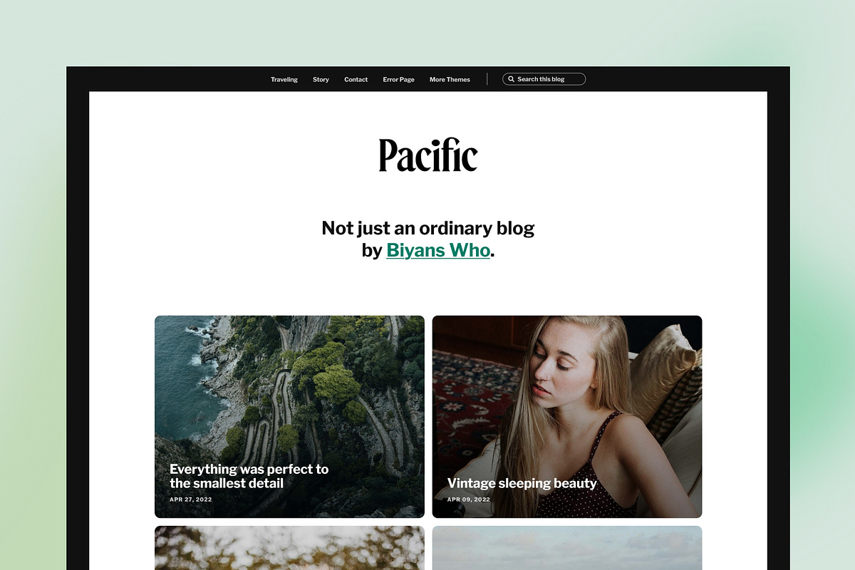 Pacific: Big bold photo-blog theme, a Templates & Theme by Heybi (Photo 1 of 6)