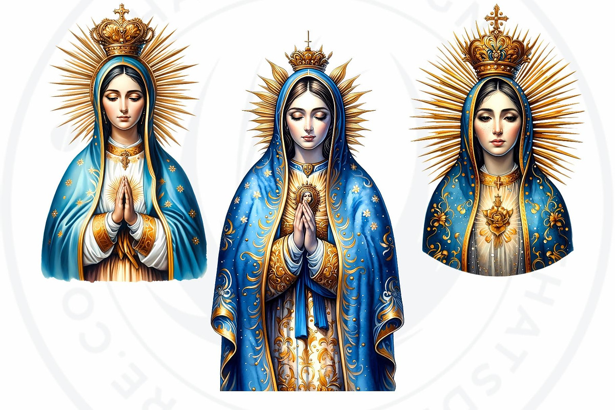 Watercolor Lady of Guadalupe Clipart, a Person Illustration by ThatsDesignArt (Photo 8 of 10)
