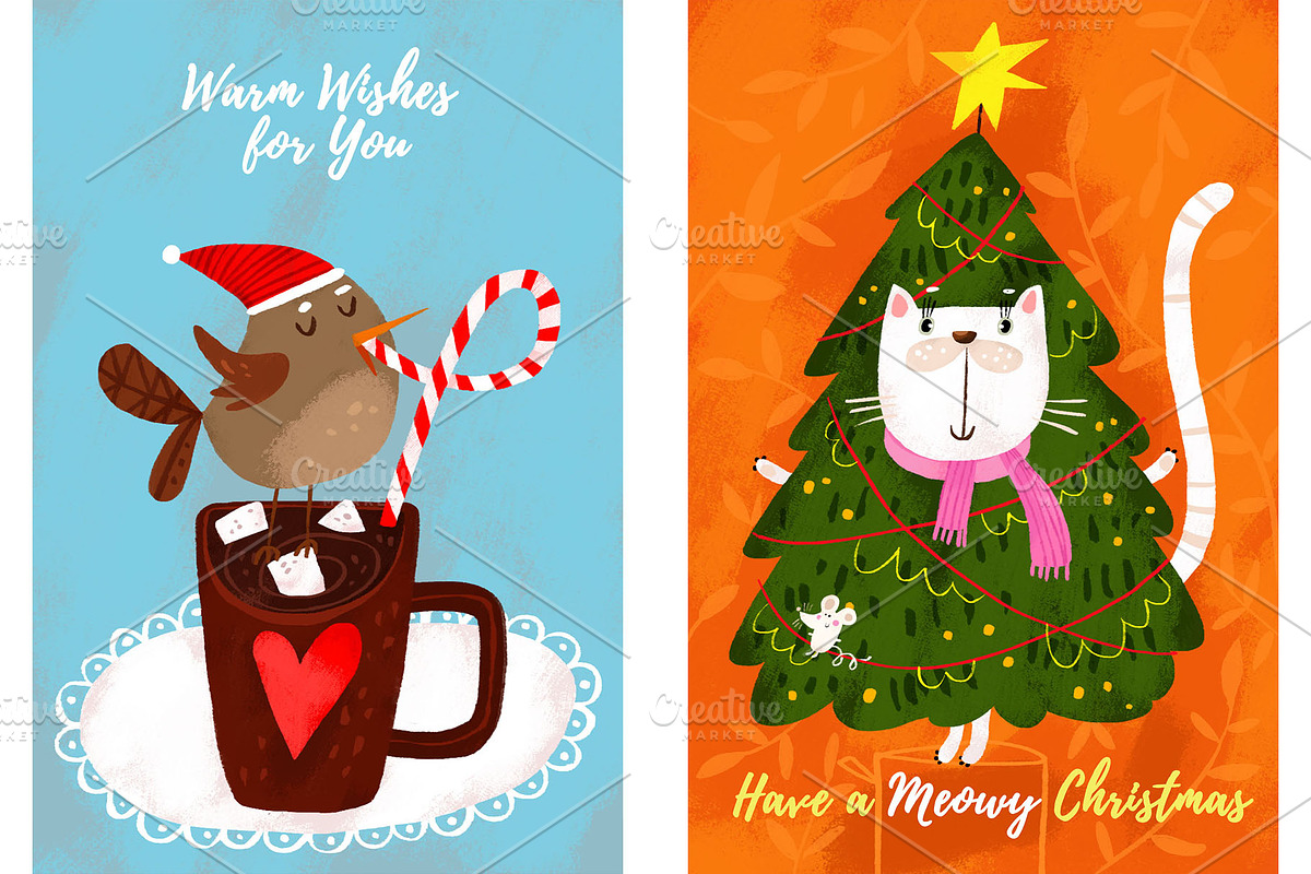 12 Christmas Postcards, an Animal Illustration by Ovocheva (Photo 12 of 12)